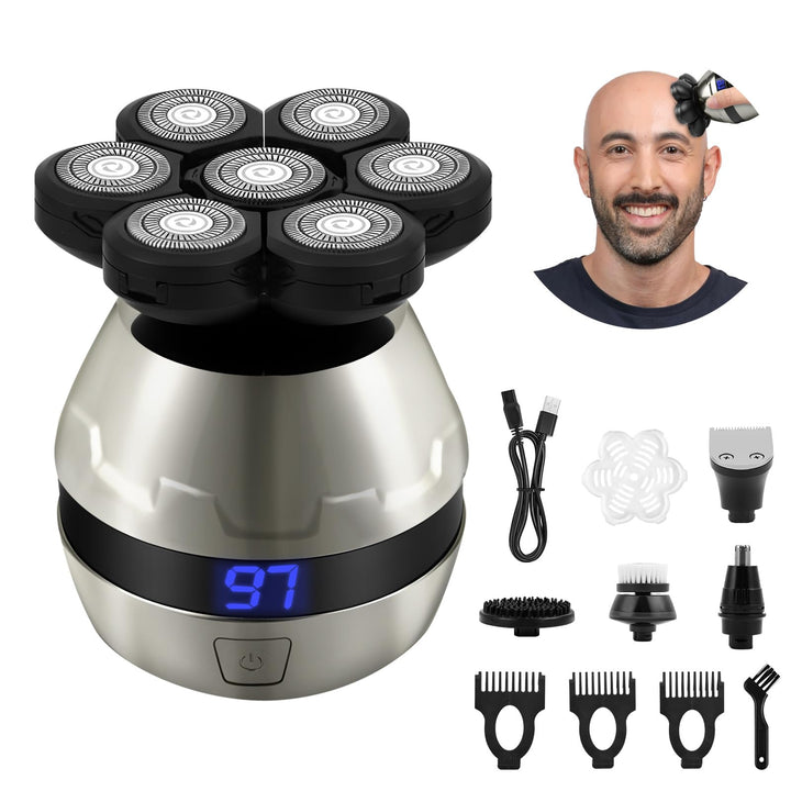 LOPHE Glatzen Rasierer Herren, 5 in 1 Kopfrasierer IPX6 Wasserdichter, Glatze Kopf Rasierer mit 7D M