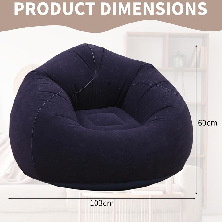 Yuragim Aufblasbarer Sitzsack mit Luftpumpe, 105x60cm Aufblasbarer Sessel Waschbar Air Sofa Bean Bag