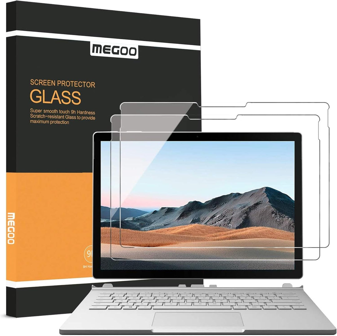 MEGOO [2 Stück] Surface Book 3/2/1 Displayschutzfolie, gehärtetes Glas/einfache Installation/blasenf