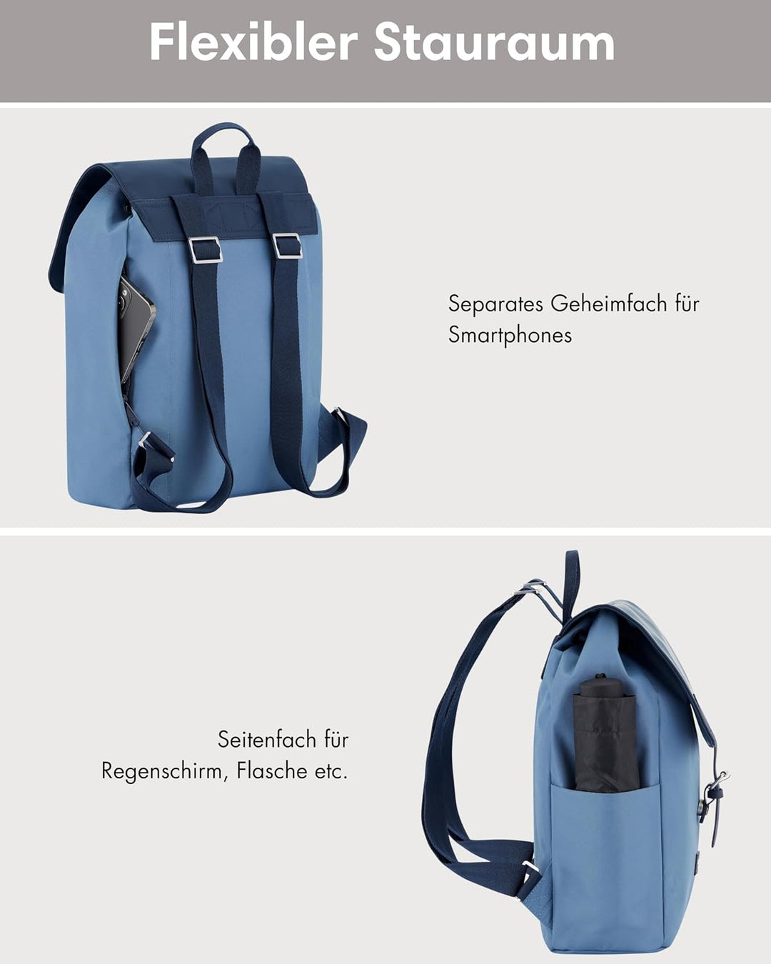LARKSON Rucksack Damen Klein Blau – Ida Blau Multi, Blau Multi
