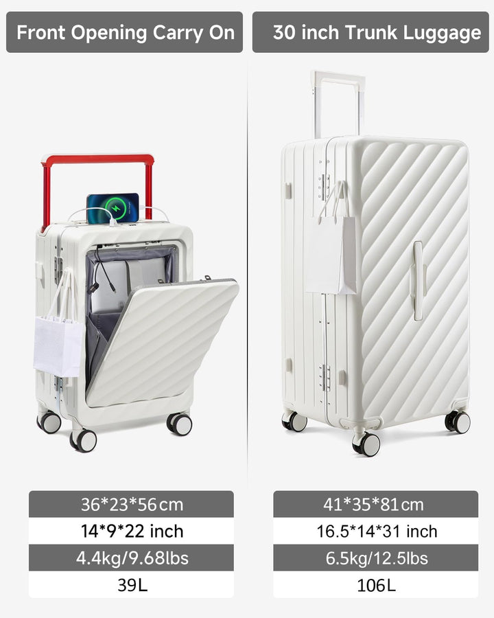 Sea choice Kofferset 2 Teilig Hartschale Trolley Handgepäck mit Laptopfach und Grosse Kapazität 30in