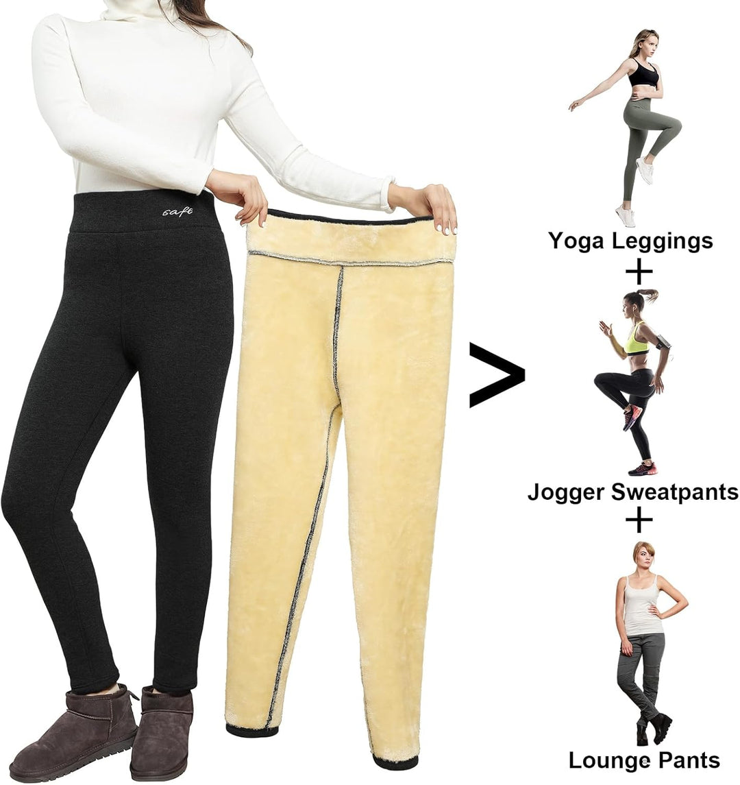 PASUDA Thermo Leggings Damen Winter Fleece Gefütterte Thermoleggins Lang High Waist Warme Winterlegg