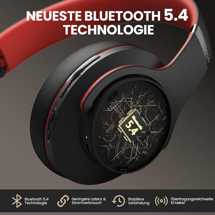 DOQAUS Bluetooth Kopfhörer Over Ear, Bis zu 90 Std Kabellose Kopfhörer mit 3 EQ-Modi,HiFi Stereo Fal