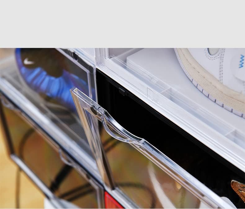 PUCHIKA Schuhboxen, Schuhbox, 6er-Set, Schuhboxen stapelbar schwarz, Schuhbox mit durchsichtiger Tür