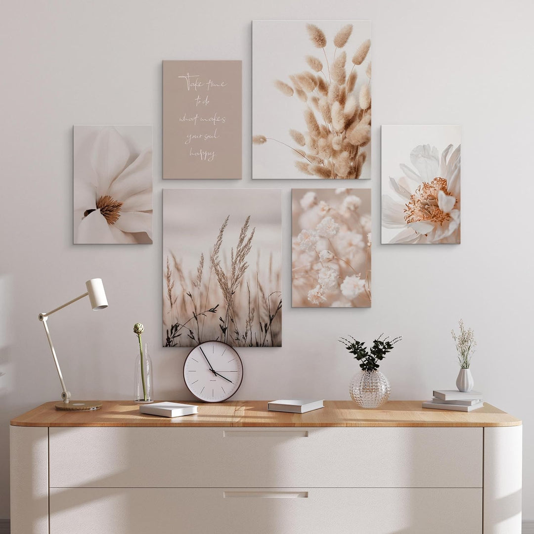 Muralo - Wandbilder Set - Leinwand Bilder Set Aufhängefertig in Boho Stil - das Leinwandbilder Set -