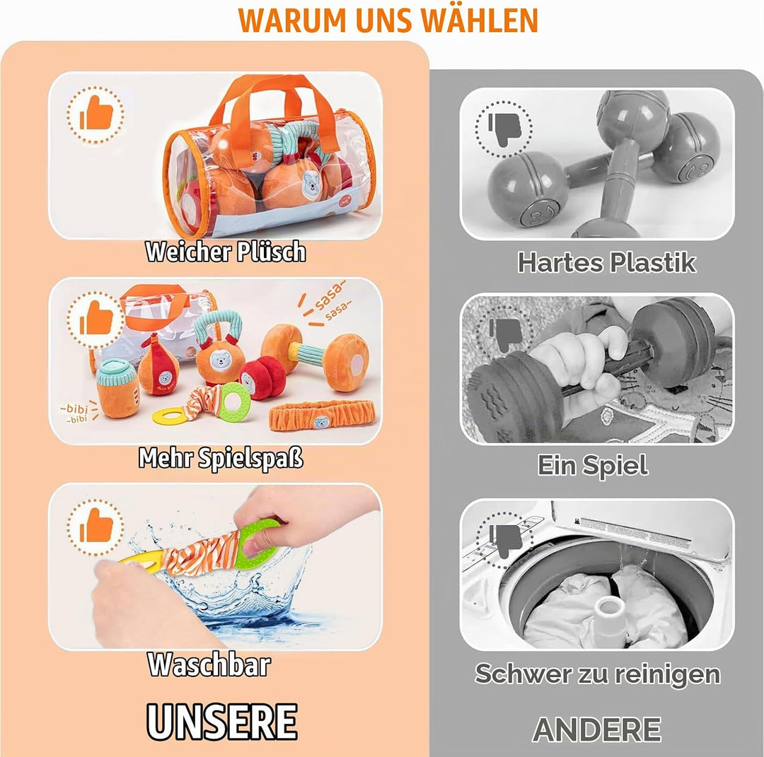 Gdbykds Rattle Gym Plüsch 6 Stück Set 0-12 Monate Babyspielzeug - Fitness Themen Sensorische Rattle