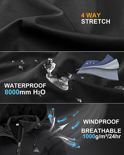 33,000ft Damen Softshelljacke Wasserdichte Winddichte Funktionsjacke Atmungsaktive Übergangsjacke Le