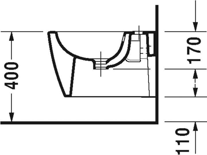 Duravit Wand-Bidet Me by Starck 37x48cm, m Hahnl., ÜL, Hahnloch, we. WG