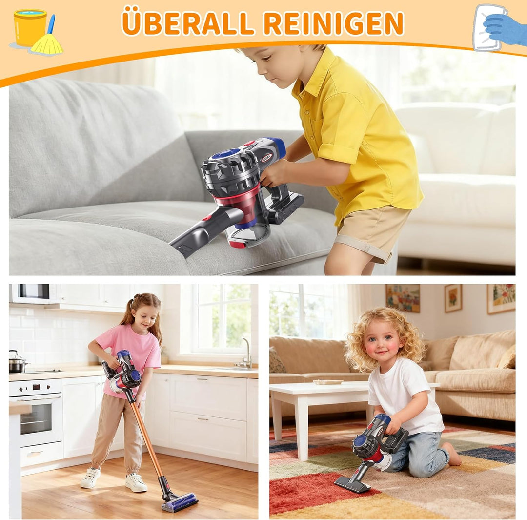 Spielzeug Staubsauger für Kinder, 3-in-1 Staubsauger Spielzeug Set, Realistischer Kinderstaubsauger