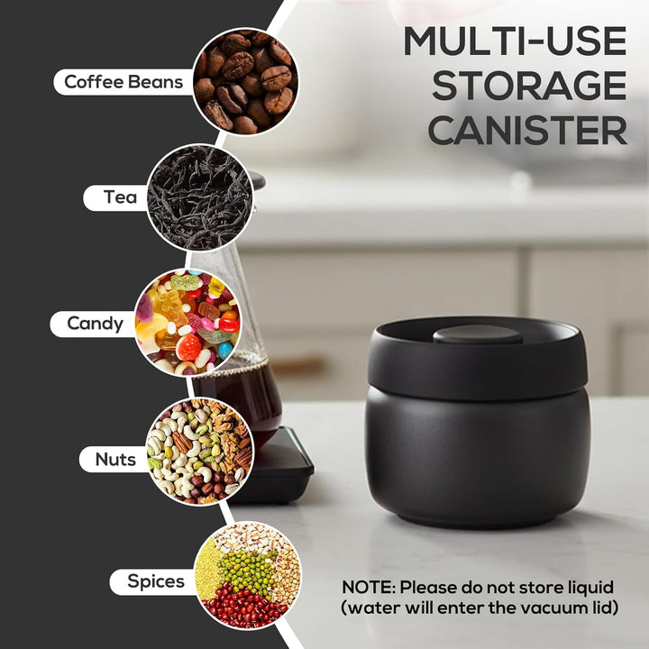 Cozary Kaffeebehälter aus Edelstahl, 400ML Vakuum Kaffeedose Luftdicht, Kaffeebohnen Behälter mit Va