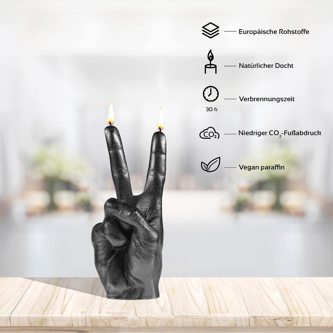 Candellana Hand Peace Kerze - Hand Figur - Coole Deko - Gothic Deko - Grunge Deko Kerze - Heavy Meta