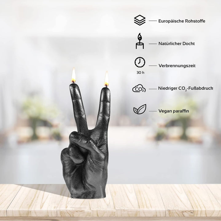 Candellana Hand Peace Kerze - Hand Figur - Coole Deko - Gothic Deko - Grunge Deko Kerze - Heavy Meta
