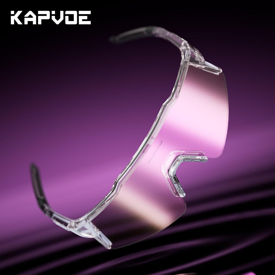 KAPVOE Photochromatische Selbsttönend Fahrradbrille TR90 Rahmen für Herren Damen Jungen Mädchen Klar