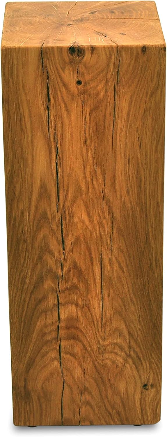 ms factory Holzblock Eiche Massiv - Handgefertigter Holzklotz - Rustikale Holzsäule - Beistelltisch