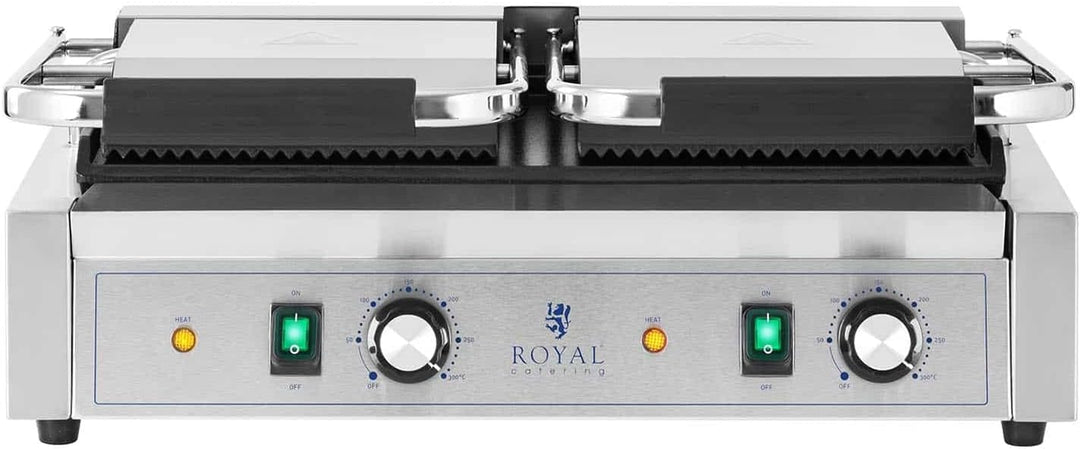 Royal Catering RCPKG-3600-M Doppel-Kontaktgrill geriffelt + glatt 3.600 W Elektrogrill Kontaktgrill