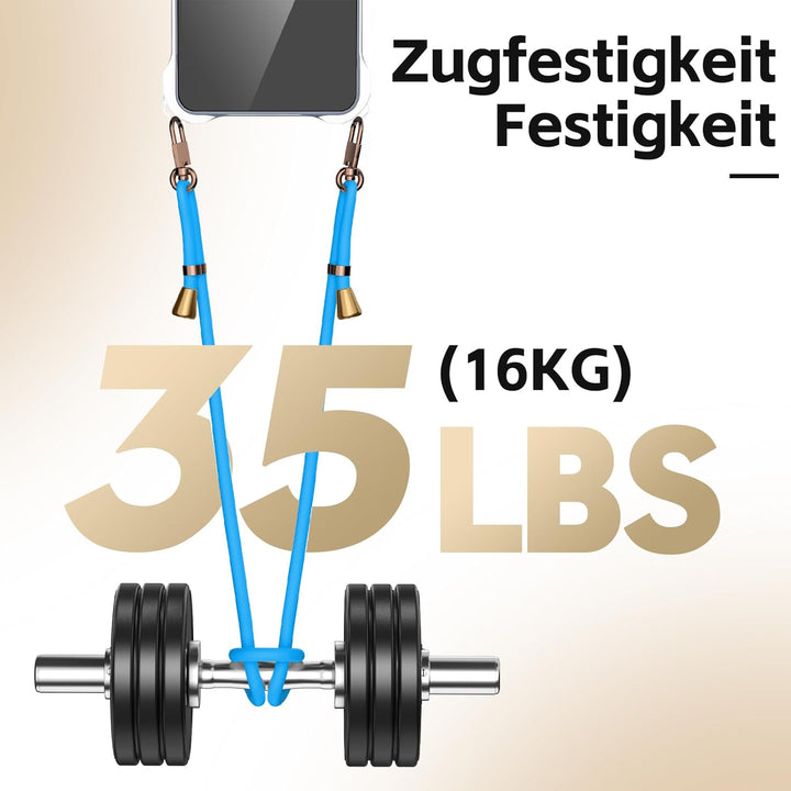 Handyband Abnehmbar für iPhone 17 Pro Max Hülle mit Band, Blau Langes Band zum Umhängen & Kurzkordel