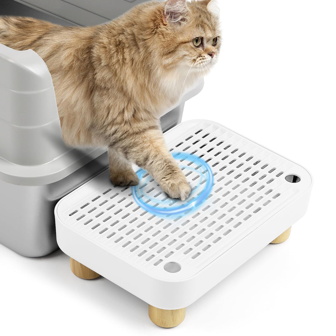 Erhöhte Katzenklo-Rampe, Katzentreppe mit Holzfüssen, Katzenstreu-Filterpedal für automatische selbs
