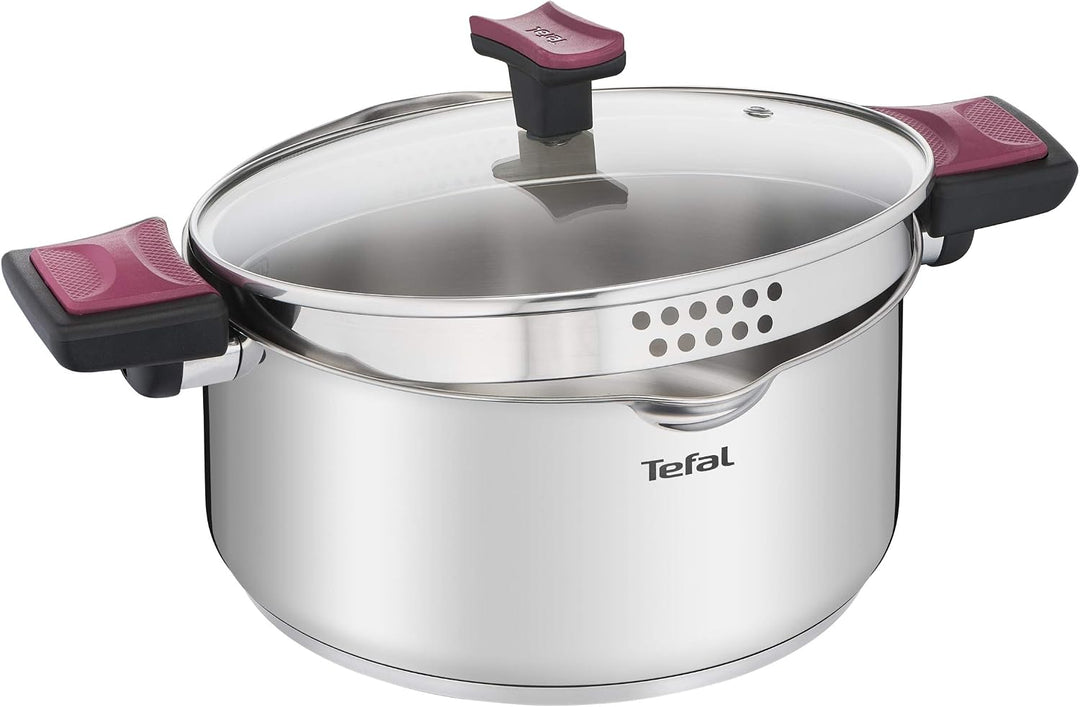 TEFAL Cook &amp; Clip G723SA74 Topfset 10-teilig, Topf 18/20/24 cm, Kochtopf 22cm, Rondel 16cm, Abtropfk