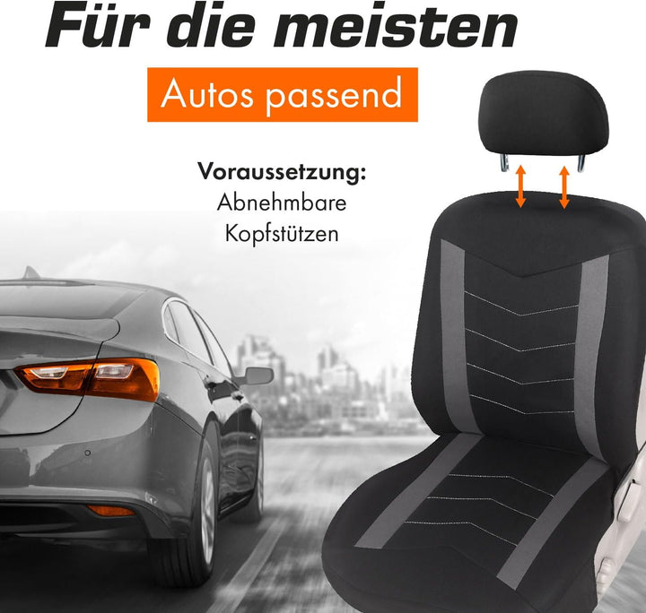 Upgrade4cars Auto-Sitzbezüge Set Universal Grau | Auto-Schonbezüge Vordersitze &amp; Rückbank | Auto-Sit