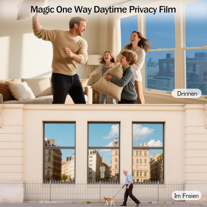 Fensterfolie Spiegelfolie Tönungsfolie Einseitig durchsichtig, spiegelnder Sichtschutz, UV-Filter, S