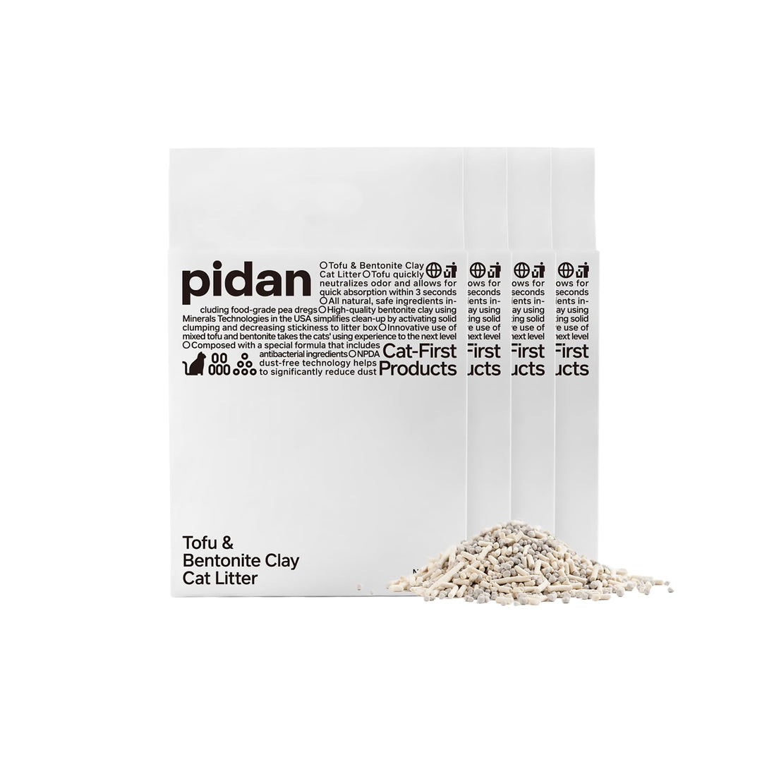 pidan Mix Tofu Katzenstreu (4 x 2,4 kg/6 l Beutel), 100% natürliches, geruchloses Tofustreu mit Bent