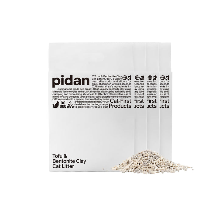 pidan Mix Tofu Katzenstreu (4 x 2,4 kg/6 l Beutel), 100% natürliches, geruchloses Tofustreu mit Bent