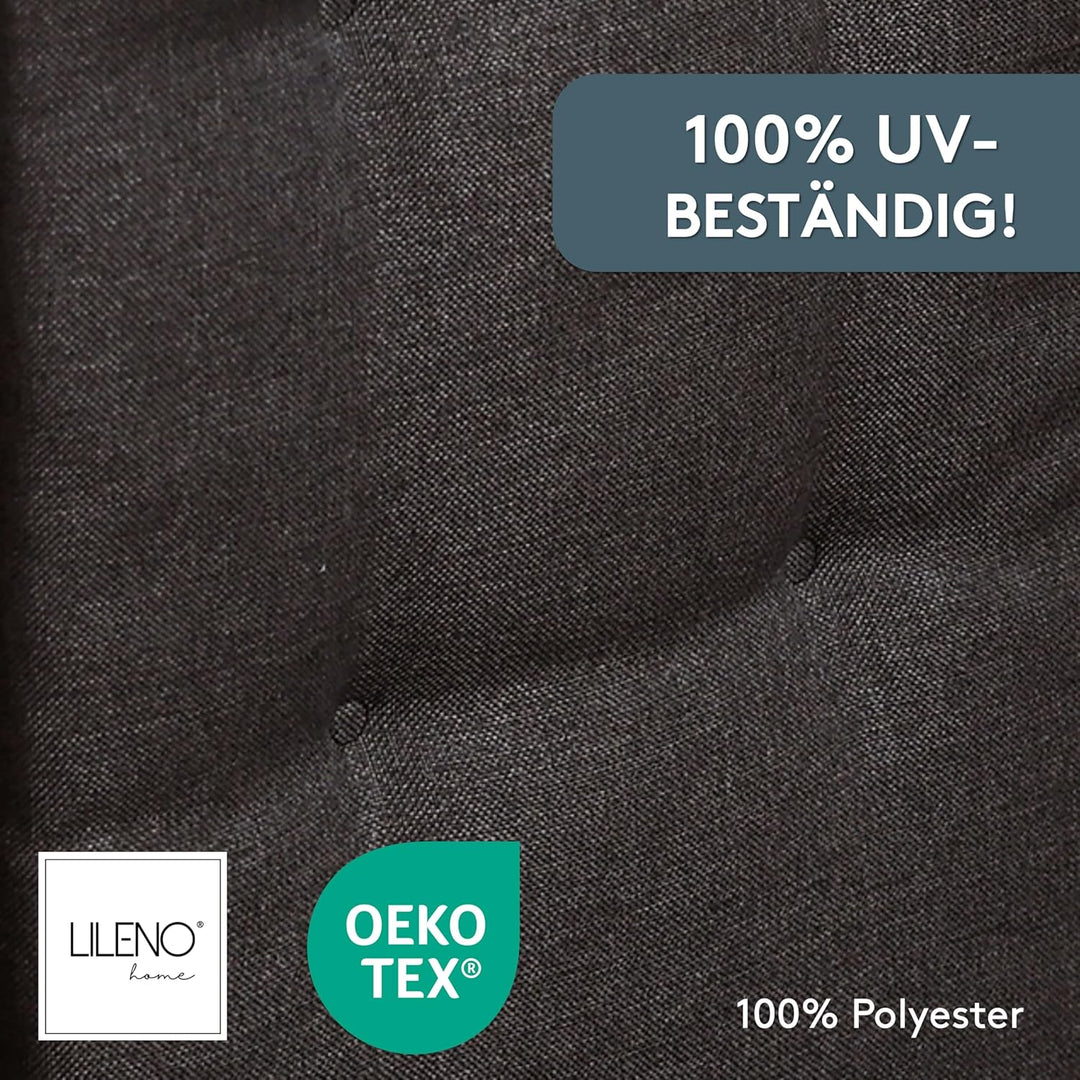 LILENO HOME Gartenstuhl Auflagen [1er Set - Hochlehner] in Anthrazit - Bequeme Liegen als Sitzauflag