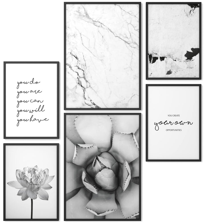 Papierschmiede® Mood Poster Set Unity Schwarz-Weiss, Bilder Wohnzimmer Deko Schlafzimmer, 2x DIN A3