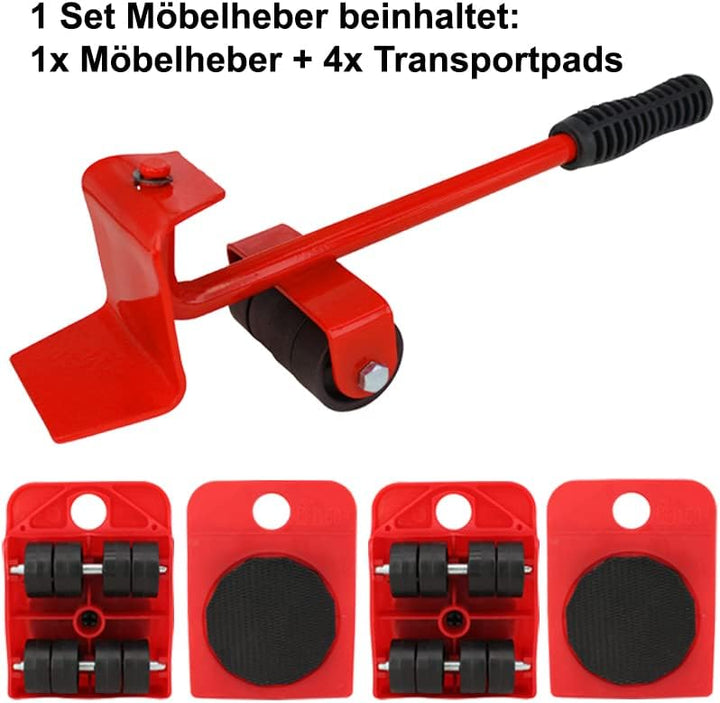 Möbeltransporter Set: 2X Rollbrett + Möbelheber-Set Transportroller Möbelroller Möbelhund bis 200kg