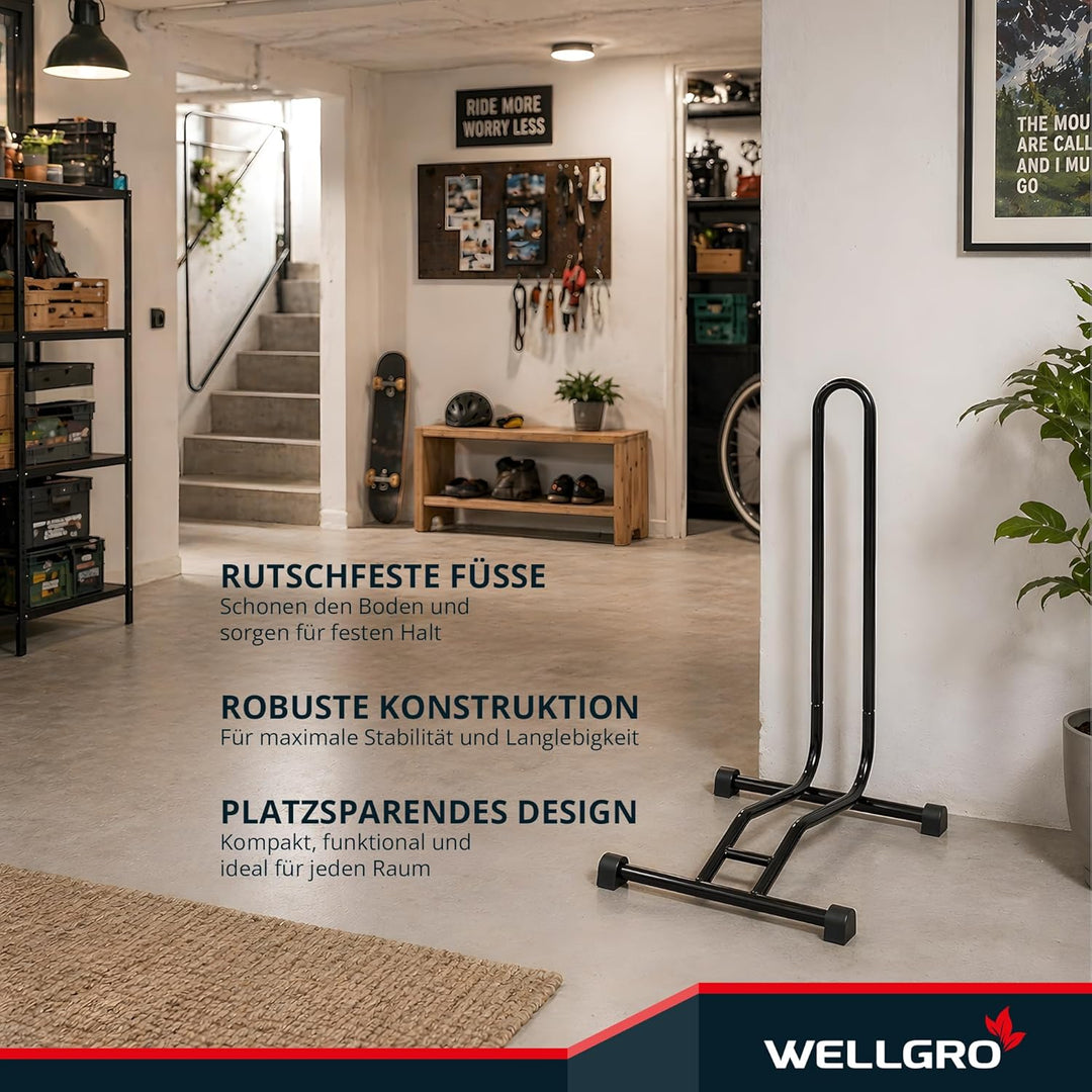 2 x WELLGRO® Fahrradständer - Stahl, sicherer Stand - Farbe