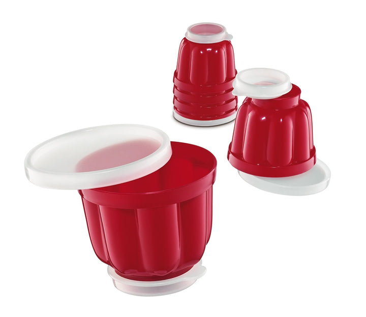 Küchenprofi Puddingförmchen , 6-er Set , Spülmaschinenfester Kunststoff , Rote Puddingformen zum Stü