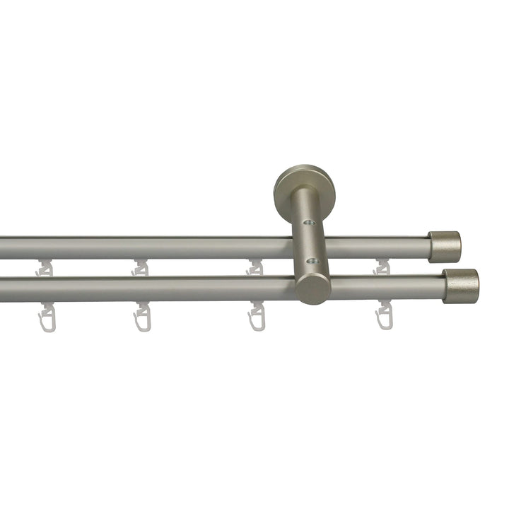 Garesa Gardinenstange Kea Ø 20mm, 2-läufig, Chrom, matt I Aluminium Vorhangstange inkl. Gleiter I En