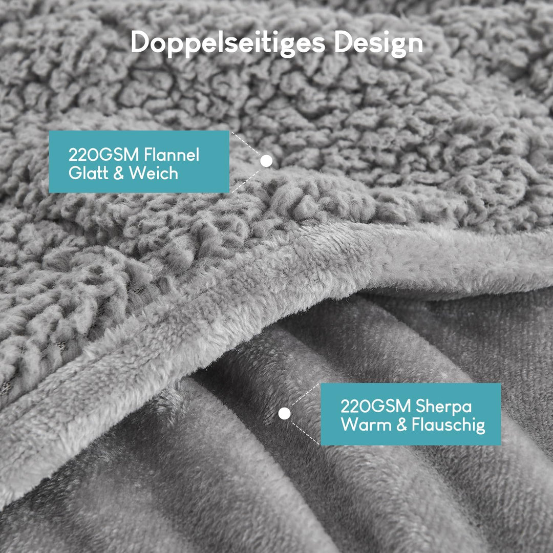 Cottonblue Gewichtsdecke 150x200cm 7kg- Sherpa Fleece Entspannungsdecke Erwachsene Zur Verbesserung