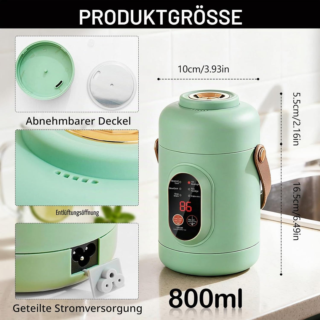 Elektrischer Hot Pot, Tragbarer Elektrischer Topf 800ML Ramen-Kocher mit 6 Modi &amp; Timer Reise-Kochto