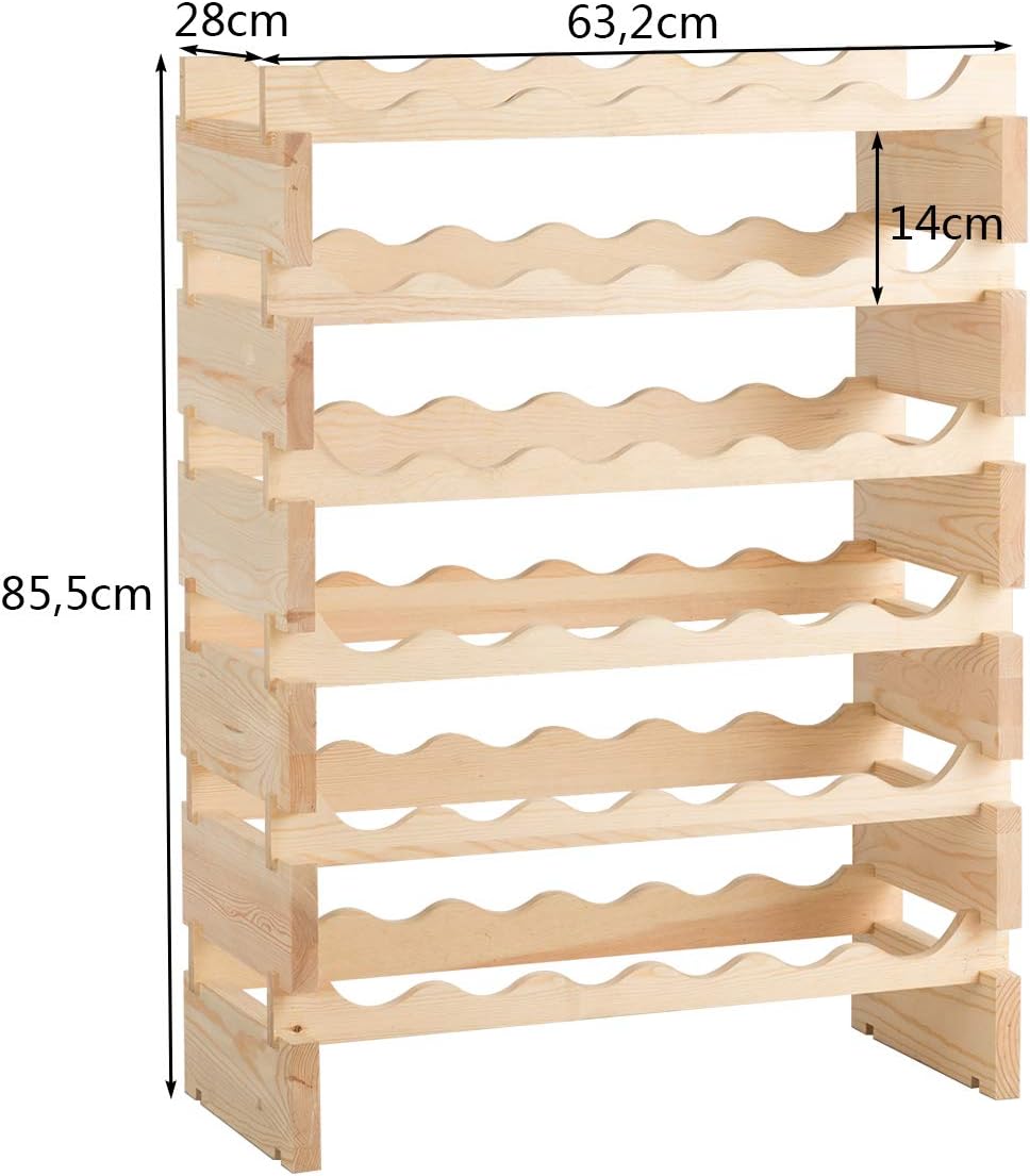 GIANTEX 36 Flaschen Weinregal, Flaschenregal Massivholz, Weinständer freistehend, Weinflaschenhalter