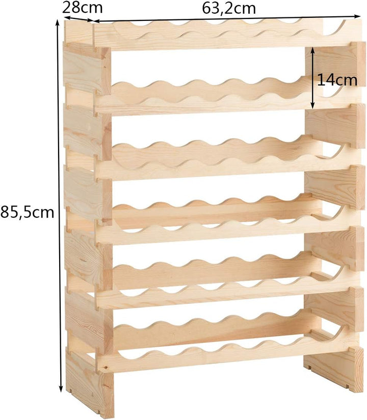 GIANTEX 36 Flaschen Weinregal, Flaschenregal Massivholz, Weinständer freistehend, Weinflaschenhalter