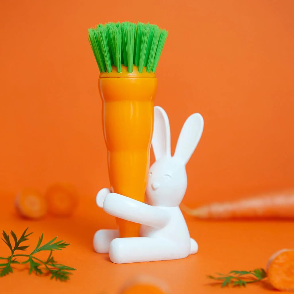 Balvi Spülbürste Bunny Bürste in Form Einer Karotte und Halter in Form eines Kaninchens. Geeignet fü
