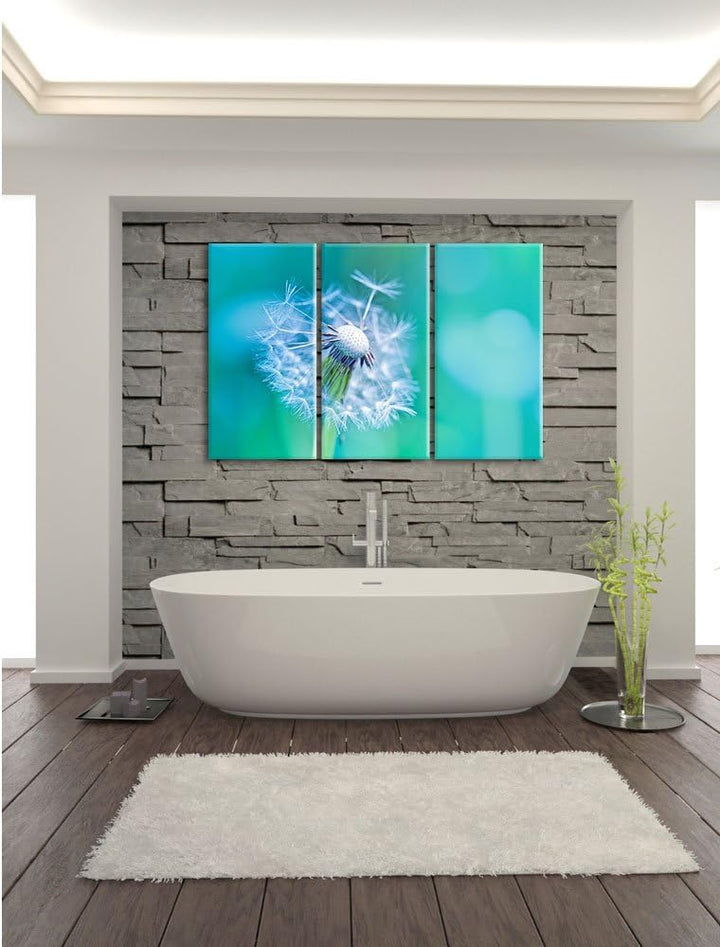 Pixxprint Schöner weisser Löwenzahn als Leinwandbild - Grösse: 3-Teilig (120x80cm) - Wandbild - Kuns
