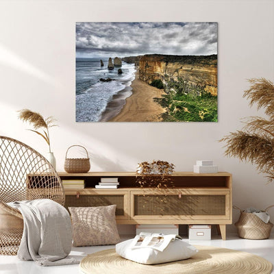 Bilder auf Leinwand 100x70cm Leinwandbild Strand Ozean Landschaft Gross Wanddeko Bild Schlafzimmer K