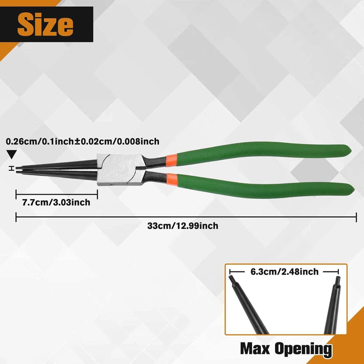 LEONTOOL Innensicherungszange 13 Zoll – gerade Backen mit geschmiedetem Ende 2,6 mm – schwere Zange