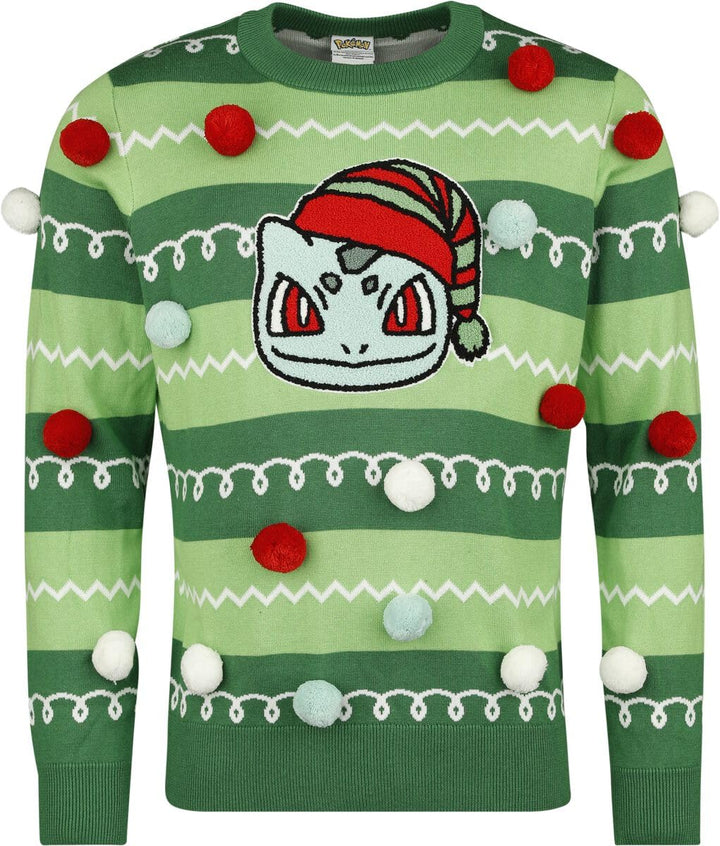 Pokémon Bulbasaur Unisex Strickpullover, Mehrfarbig, Regular/Normale Passform XL Multicolor, XL Mult