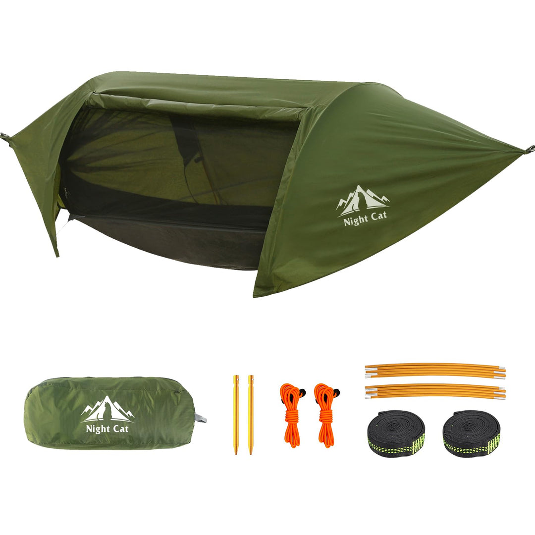 Night Cat Hängematte Zelt mit Moskitonetz wasserdichte Regenfliege Für 1 Person Wandern Camping im G