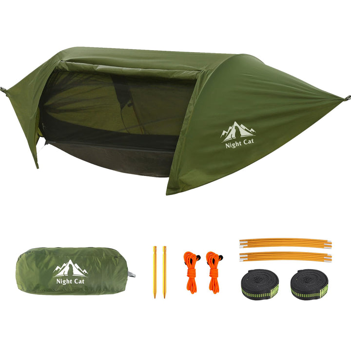 Night Cat Hängematte Zelt mit Moskitonetz wasserdichte Regenfliege Für 1 Person Wandern Camping im G