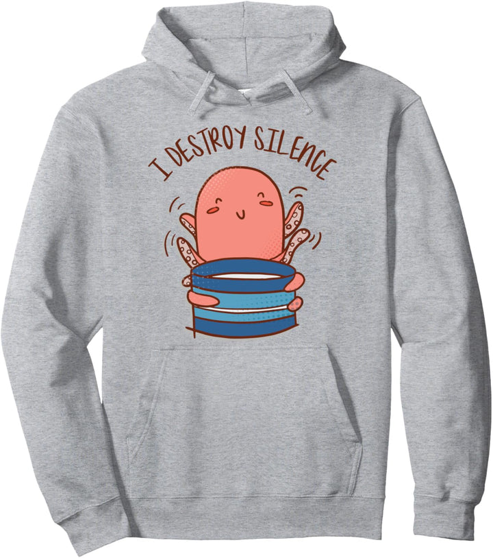 Rockstar Octopus spielt Schlagzeug Musical Pullover Hoodie
