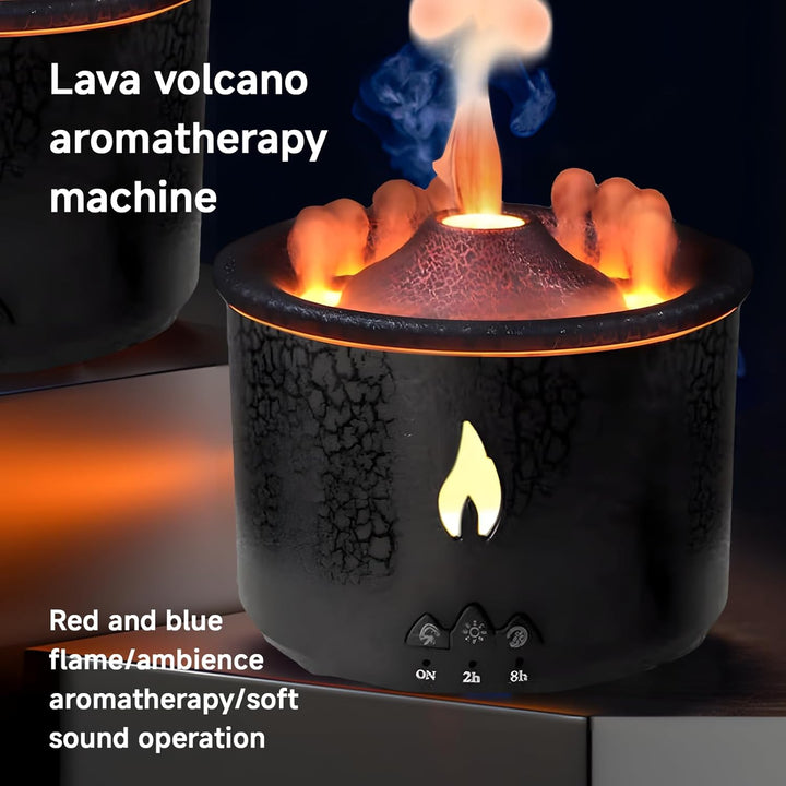 Vulkan Luftbefeuchter Flammen Aroma Diffusor,300ML Aromatherapie Luftbefeuchter 2 Nebelmodus mit Fer