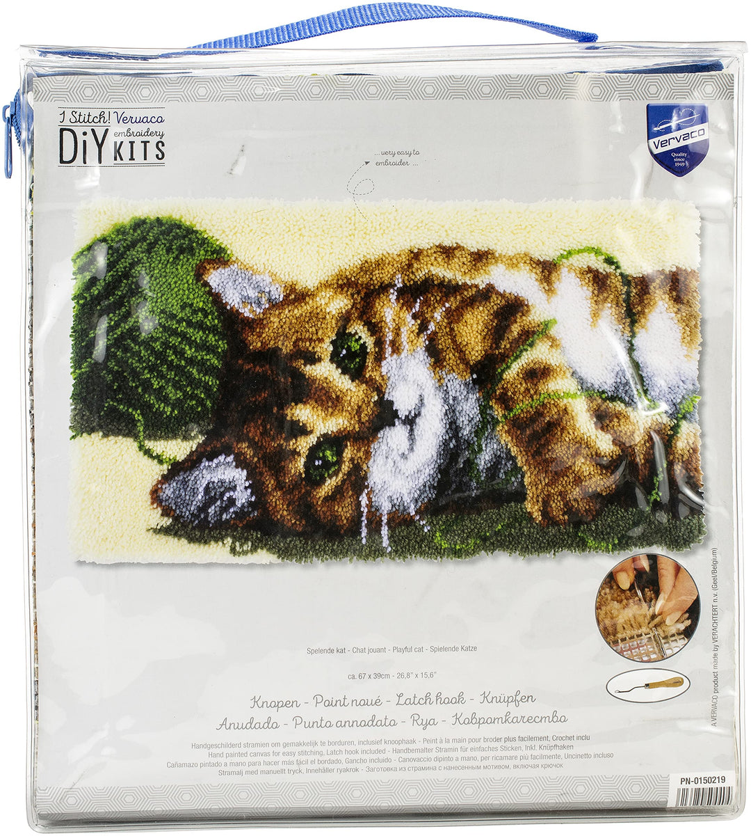 Vervaco Knüpfpackung zum Fertigen eines Knüpfteppichs, Baumwolle, weiss, 67 x 39 x 0,3 cm, 67 x 39 x