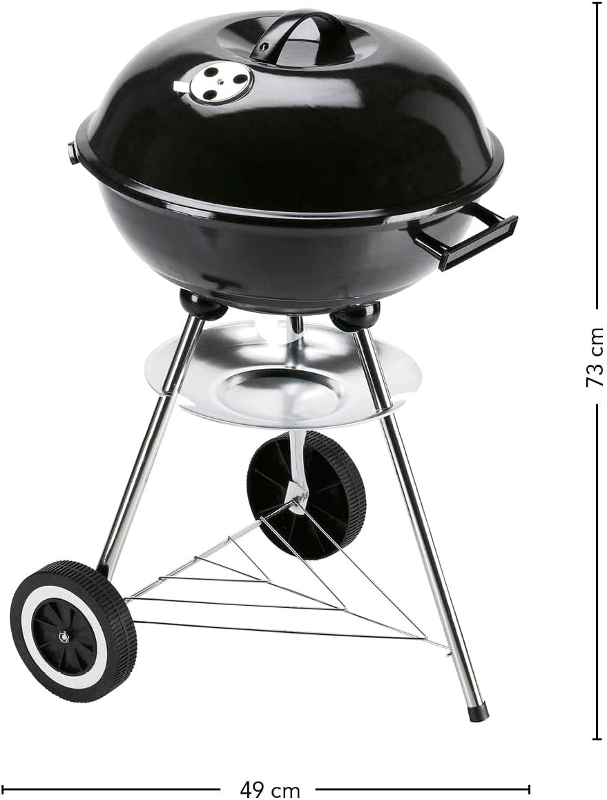 LANDMANN Kleiner Holzkohle Kugelgrill | Grillfläche ca. Ø 41 cm | ca. 15 cm hoher Garraum | Grillhöh