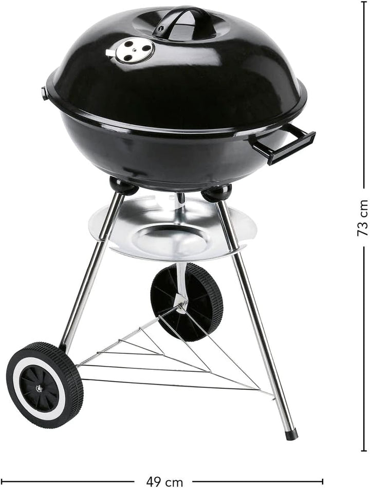 LANDMANN Kleiner Holzkohle Kugelgrill | Grillfläche ca. Ø 41 cm | ca. 15 cm hoher Garraum | Grillhöh