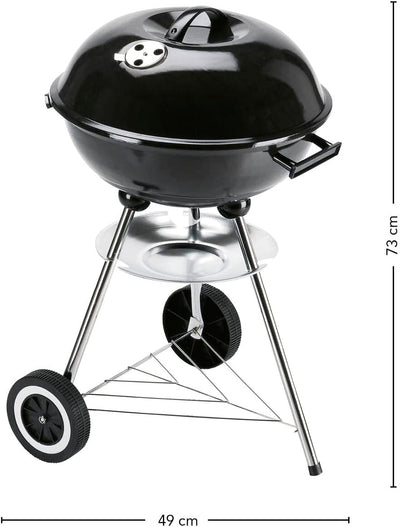 LANDMANN Kleiner Holzkohle Kugelgrill | Grillfläche ca. Ø 41 cm | ca. 15 cm hoher Garraum | Grillhöh