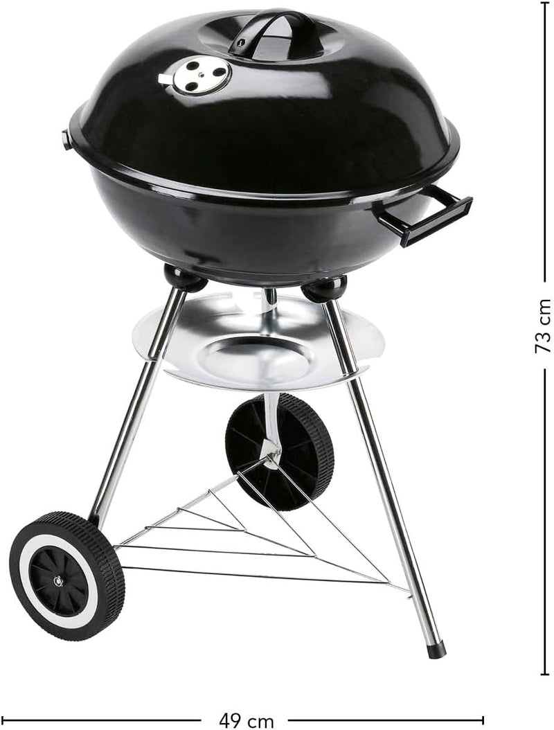 LANDMANN Kleiner Holzkohle Kugelgrill | Grillfläche ca. Ø 41 cm | ca. 15 cm hoher Garraum | Grillhöh